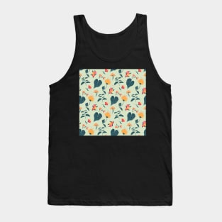 Tropical plant pattern orange and green Tank Top